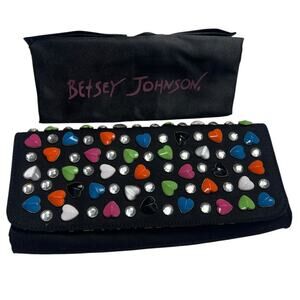 NWT Betsey Johnson Rare Candy Shop Colorful Hearts EW Flap Clutch Bag $150
